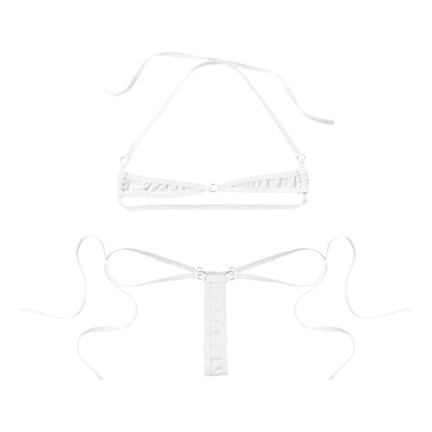 Sxiwei Women Halter Lace Up Swimsuit Side Tie G String Micro Bikini Set