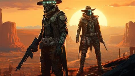 Space Cowboys In Sci Fi Western Scene Sci Fi Warriors Of The Wasteland