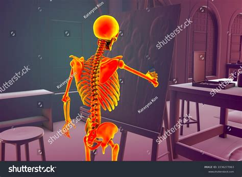 Human Skeleton Painting On Canvas Studio Stock Illustration 2236277063
