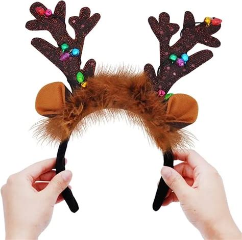 Cute 2pcs Christmas LED Light Up Reindeer Headband