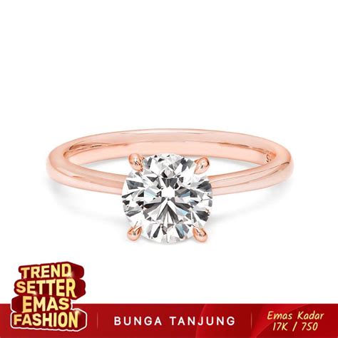 Jual Cincin Solitaire Ring Emas K Bunga Tanjung Gold Shopee