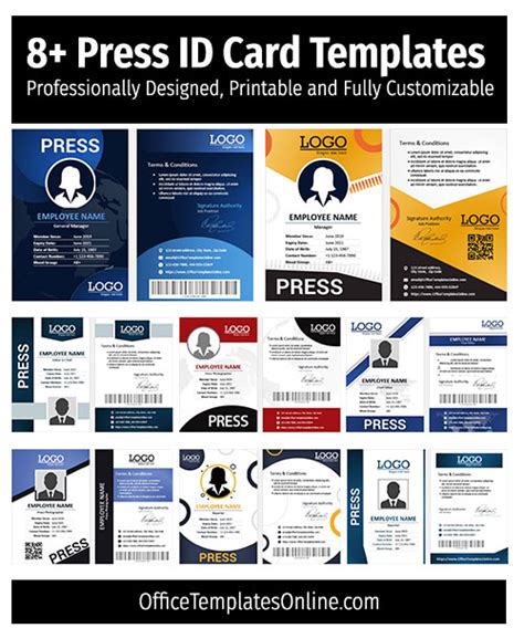 press id card pass badge formats  ms word