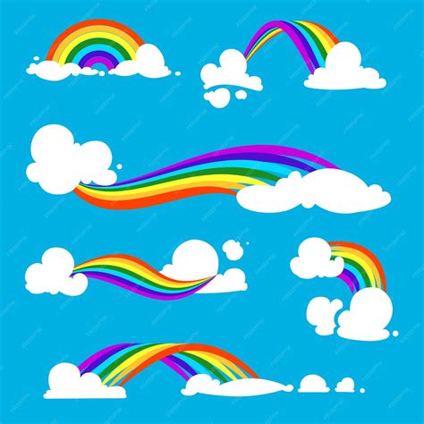 Premium Vector Rainbow And Clouds Illustrations Set Of Rainbow