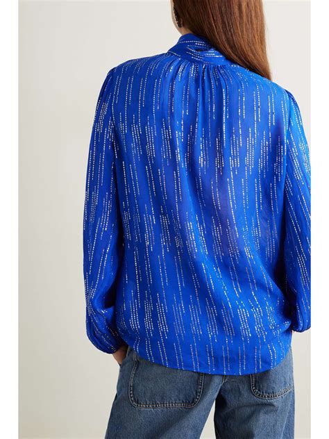 Rixo Moss Pussy Bow Metallic Jacquard Blouse Net A Porter