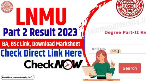 Lnmu Part Result Declared Direct Link To Check Result