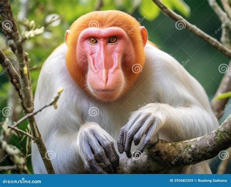 Proboscis Monkey Swamp Swinger Borneo Isolated On White Background