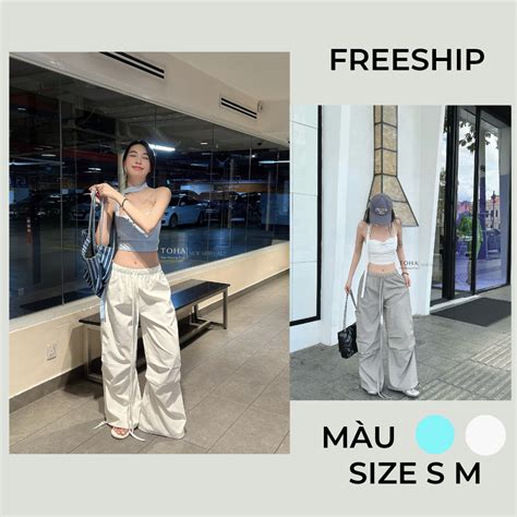 NEW HOT Set Quần Dù Áo Đính Nơ Quàng Dây Shopee Việt Nam