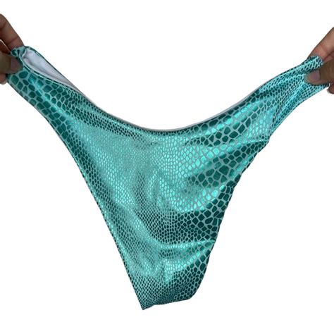 Metallic Snake Print Bikini Bottoms Never Worn Size Depop