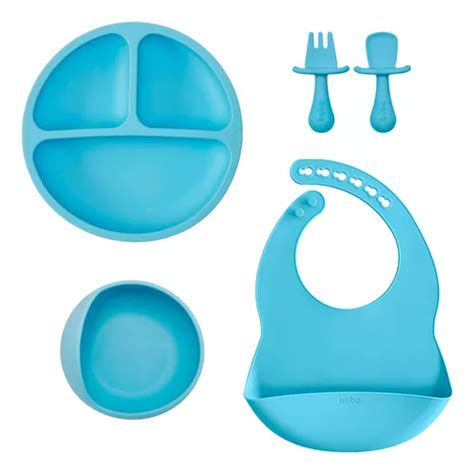 Kit Introdu O Alimentar Silicone Buba Pe As Silicone Azul Frete Gr Tis