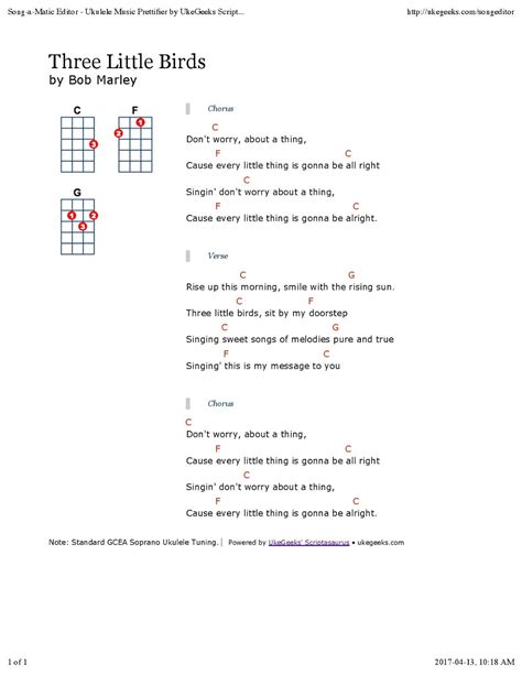 Guitar Chords For Three Little Birds