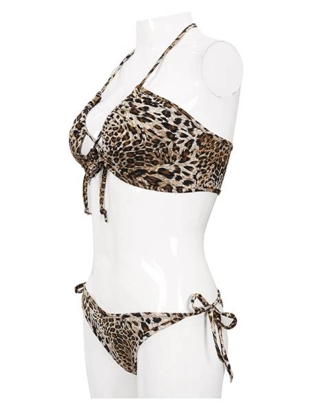Leopard Gothic Sexy Two Piece Bikini Set Devilnight Co Uk