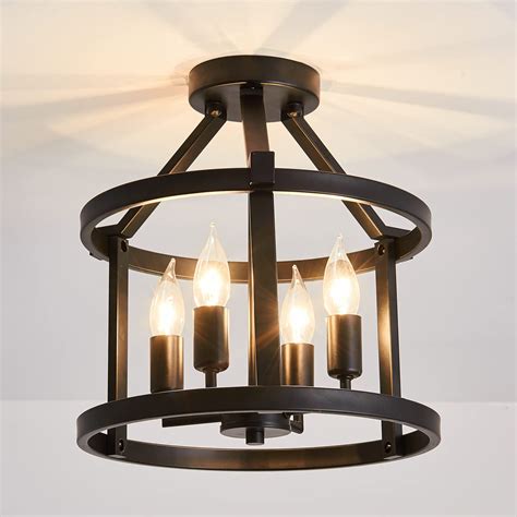 Buy Yasslio Modern Black Semi Flush Ceiling Light Fixture4 Light