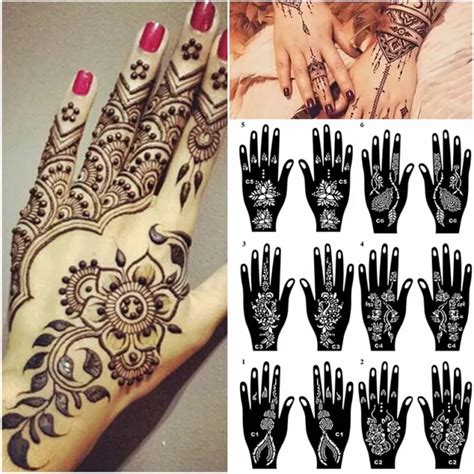 INDIA BLUMEN HENNA Tattoo Schablone Hand Tattoo Selbstklebend