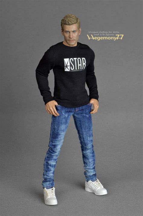 Sixth Scale Hot Toys Ttm Figure In Hand Washed Denim Jeans Pants And Custom Printed