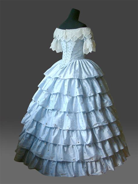 Historical crinoline ball gown from the Victorian era, c. 1850