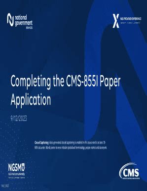 Fillable Online Completing The CMS 855I Paper Application Completing