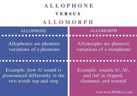 difference  allophone  allomorph pediaacom