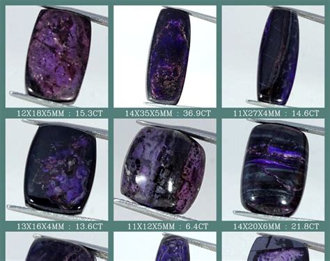 100% Natural Sugilite Gemstone/ Sugilite Cushion Cabs/ AAA Wholesale ...