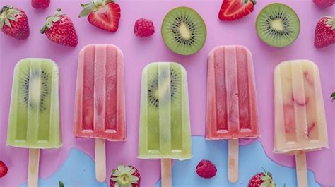 Premium Photo | Colorful Fruit Popsicles on Table with Kiwi and ...