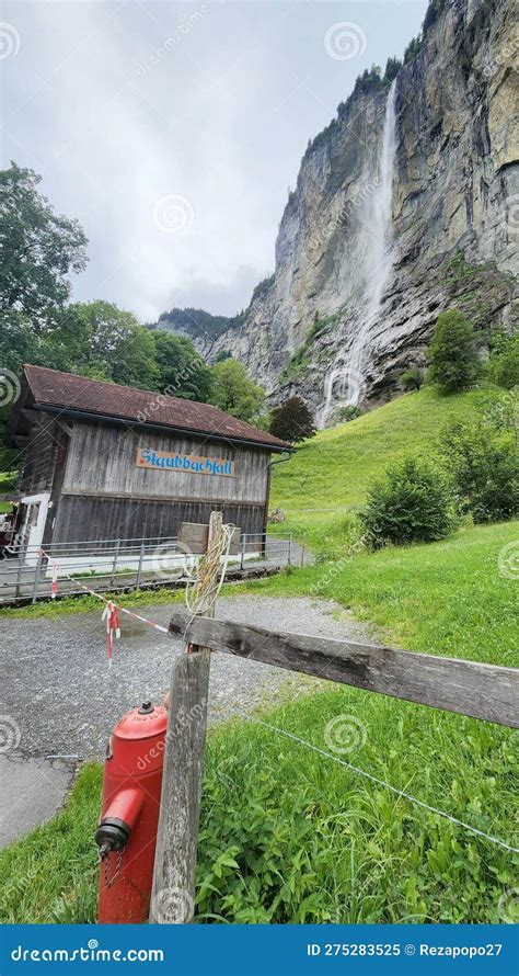 Lauterbrunnen Valley Waterfall in the Swiss Alps Editorial Image ...