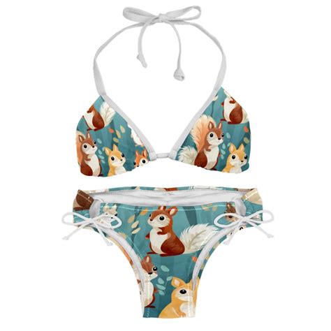Squirrel Swim Wear Bikini Set With Detachable Sponge Adjustable Strap Two Pack For Versatile