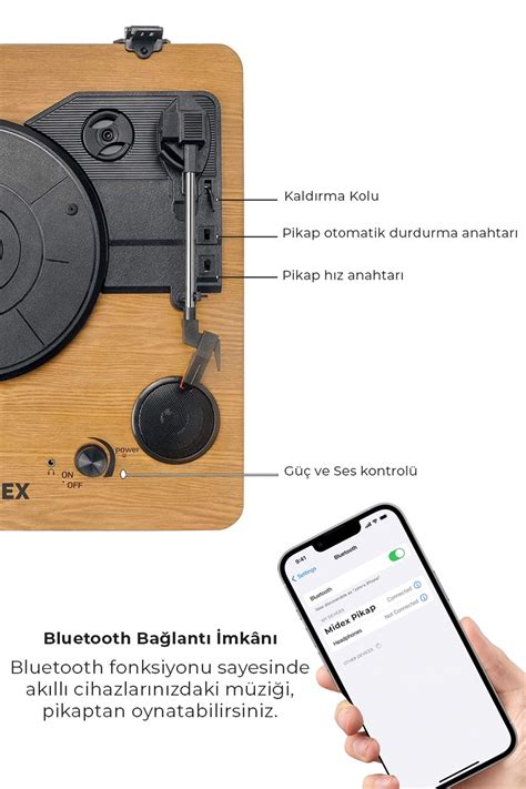 Midex Mtx Nostaljik Pikap Plak Alar Arjl Bluetooth Aux