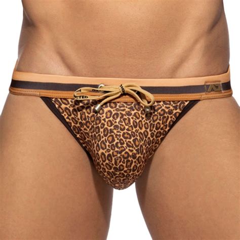 Addicted Leopard Bikini Swim Briefs Brown Inderwear