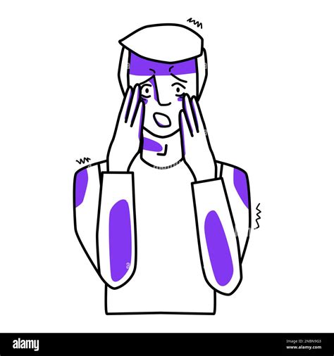 Lhomme A Peur Les Mains Près Du Visage Peur Et Horreur Du Personnage