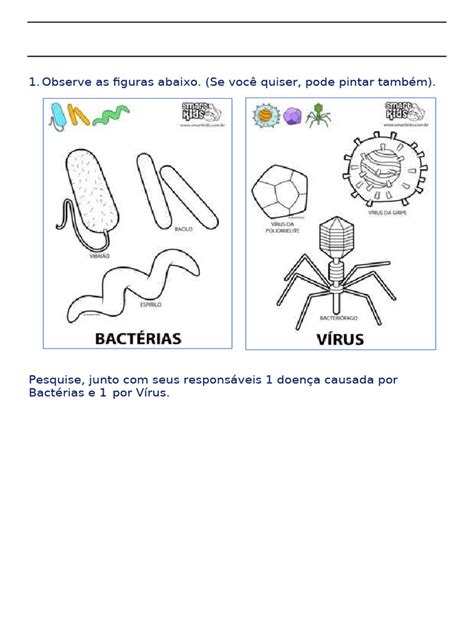 Atividade Sobre Virus E Bacterias 4 Ano - Atividade de Colorir: Vírus e Bactérias | PDF