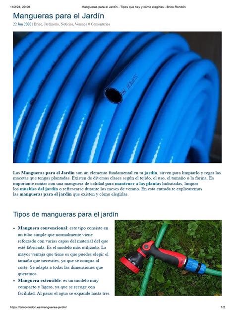 tipos  eleccion de mangueras de jardin  ciencias fisicas