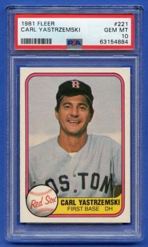 1981 CARL YASTRZEMSKI PSA 10 GEM MT HOF FLEER RED SOX RAZOR SHARP 221