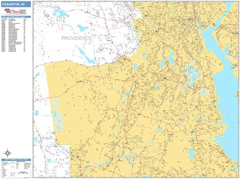 Cranston Rhode Island Wall Map (Basic Style) by MarketMAPS - MapSales