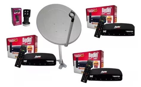 Kit Nova Antena Digital Cm Bedinsat Receptores Quadruplo