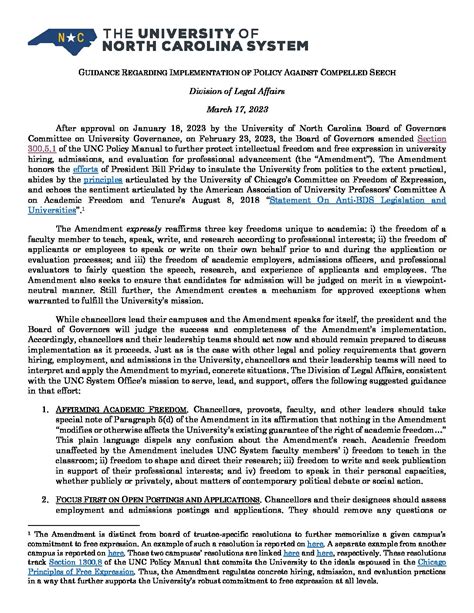 March 17 Guidance Regarding Compelled Speech Policy Implementation | The North State Journal