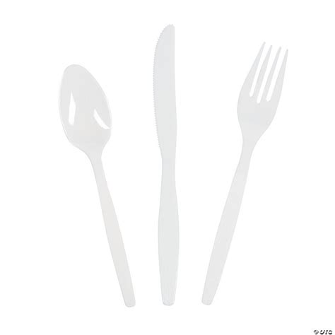 Bulk White Plastic Cutlery Sets for 70 | Oriental Trading