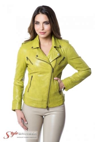 Куртка кожаная ARBEX F153 lime