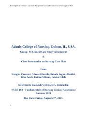 Group 4 Fundamentals Of Nursing Clinical Assignment For Friday August