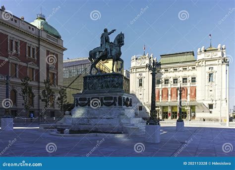 republic square  city  belgrade serbia editorial stock photo