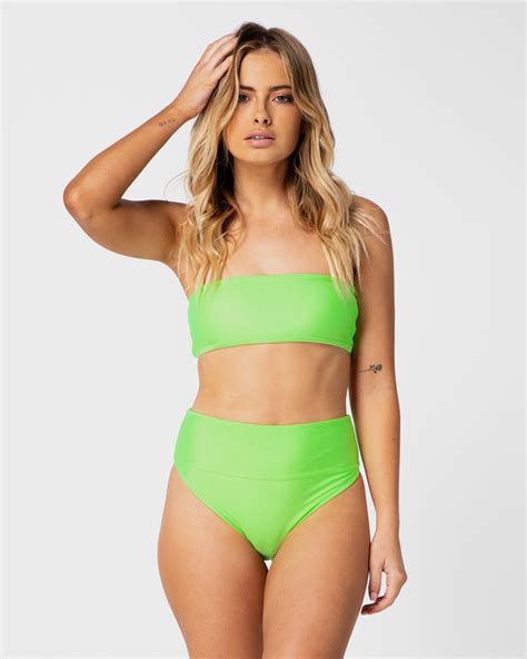 Jamaica Neon Green High Waisted Bikini Brief Cali Rae