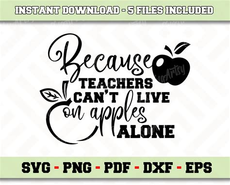 Because Teachers Can T Live On Apples Alone SVG File Etsy