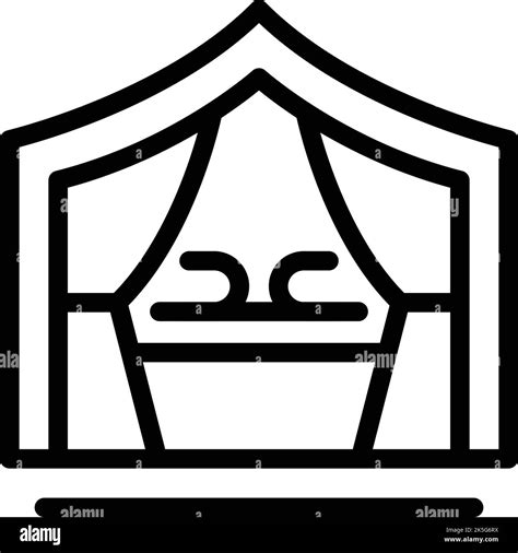Tent Furniture Icon Outline Vector Nature Glamping Forest House Stock
