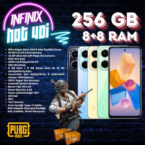 INFINIX Hot 40i 8gb Ram 8gb Ram Sanal Ram 256gb Yeşil Türkiye Garantili Fiyatı Yorumları