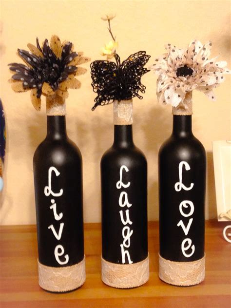 Live Laugh Love Wine Bottles Upcycled Diy Wine Bottle Diy Crafts Bottle Crafts Glass