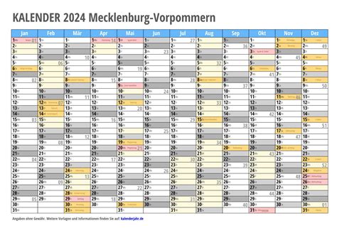 Kalender 2024 Mecklenburg Vorpommern Zum Ausdrucken KALENDER 2024