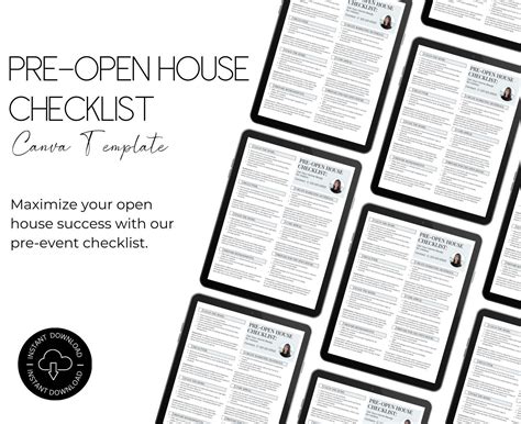 Open House Prep Checklist Realtor Marketing Template Showing Prep