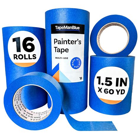 Blue Painters Tape 1.5 inch x 60 Yards - 16 Rolls, Made in America