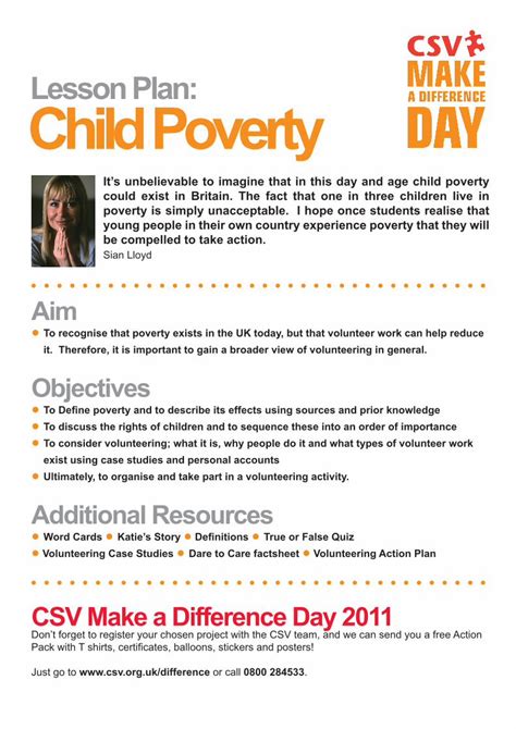 Pdf Lesson Plan Child Poverty Teaching Ideas · Lesson Plan Child