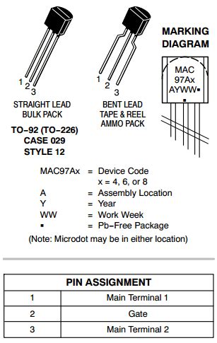 MAC97A8 Datasheet PDF - ON Semiconductor