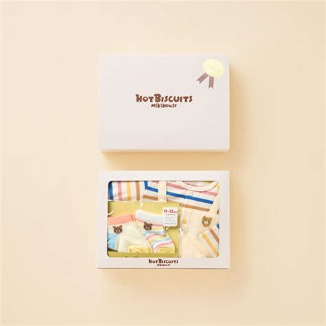 HOT BISCUITS ミキハウス 出産祝い 内祝い カバーオールローカットソックスセットBOX付き ベージュ マルチカラー 70cm ホットビスケッツ ミキハウスホットビスケッツ
