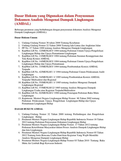 Apa Dasar Hukum Pelaksanaan Amdal Hukum 101